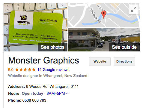 Monster Graphics - Google MyBusiness Page