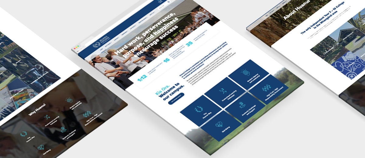 huanui college college website page mockups by monster creative